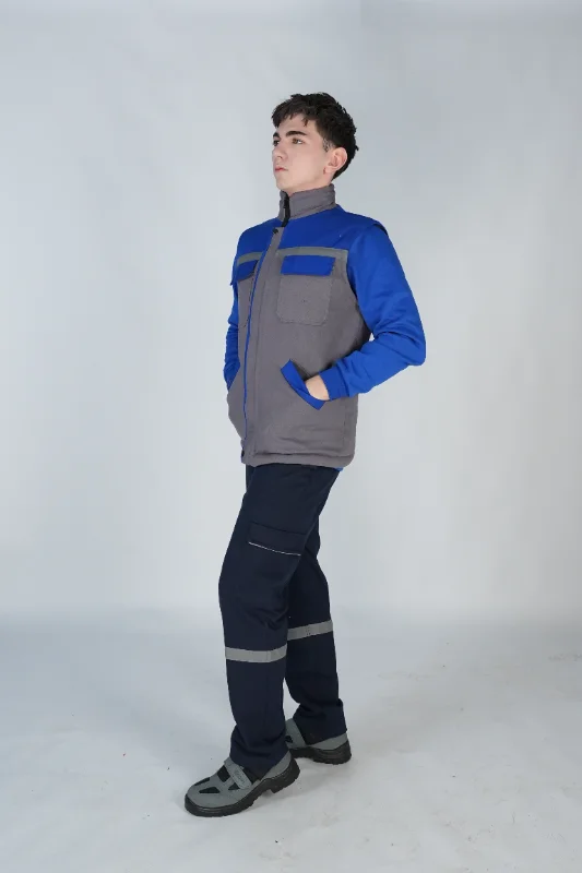 Gabardin Yelek Saks